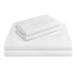 Grand Royal T250 Blend Woven Stripe, Cal King Extra Deep Pocket Fitted Sheet, 72x84x15, White